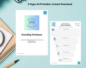 Therapy Grounding Techniques | Digital Download for Counsellors | Multi-Page Senses, Breathing & Focus Tools