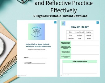Therapist Reflective Practice Worksheet | 6 Page Digital Download | Self Reflection, Insight & Monthly Review