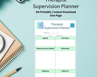 Therapist Supervision Planner | Printable Counselling Reflection Template