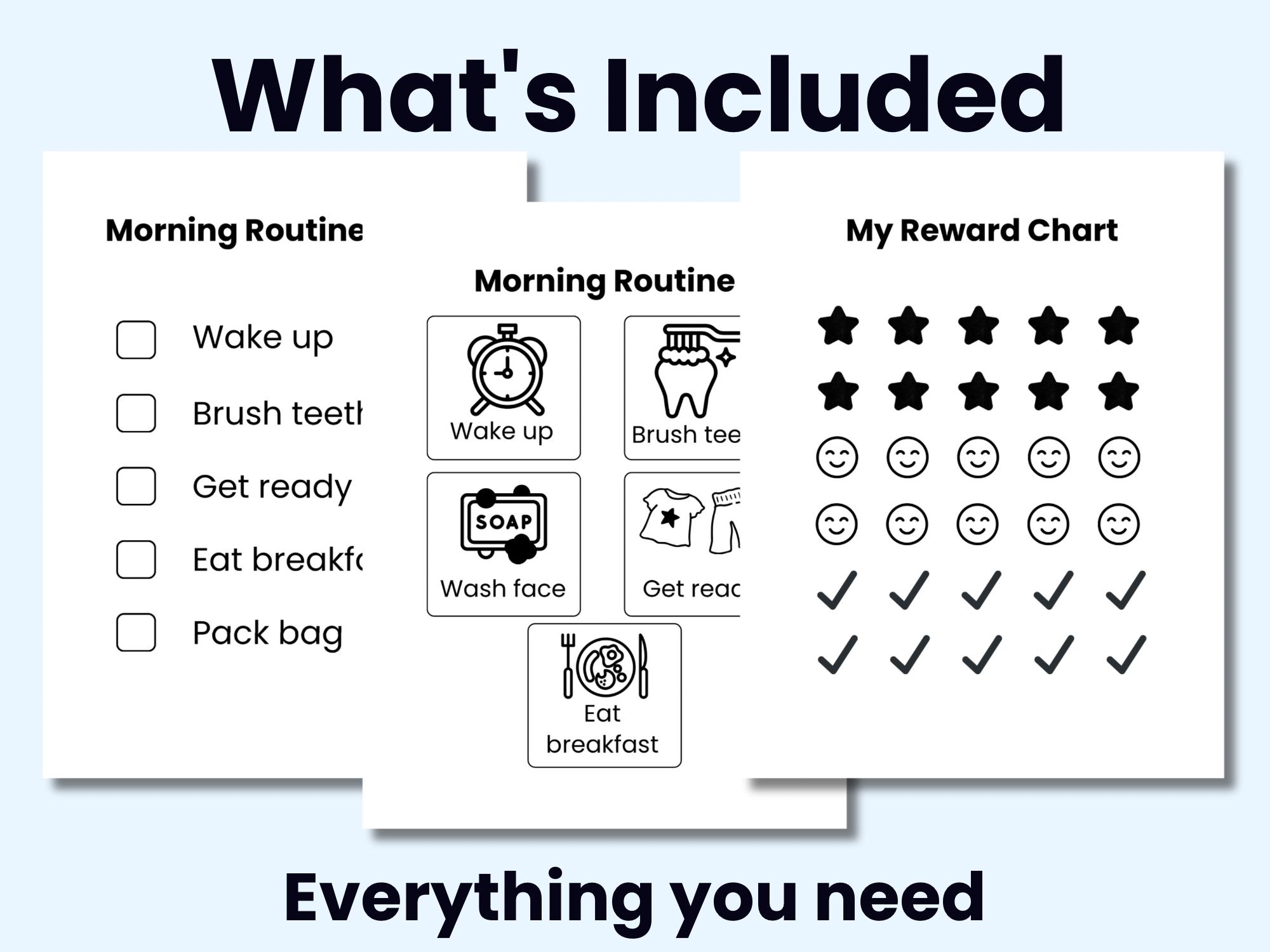 Morning Routine Chart for Kids Printable | Visual Schedule for Kids ...