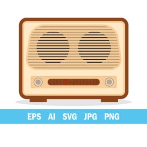 Vintage retro radio-ontvanger platte vectorillustratie. eps/ai/svg/jpg/png