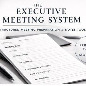 Executive Meeting System | Structured Preparation Notes Toolkit (Digital Download)