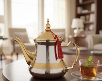 Teiera Marocchina 0,8L in Acciaio – Tradizionale per Tè alla Menta con Filtro Integrato