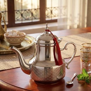 Teiera Marocchina Professionale in Acciaio Inox 1.6L Chef Elements - Design Tradizionale per Tè alla Menta - Adatta a Induzione e Gas