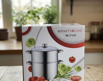 Couscoussiera Professionale Royalty Line 12L in Acciaio Inox - Pentola a Vapore per Couscous, Adatta a Induzione, Gas e Lavastoviglie