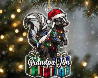 Ornement moufette en vitrail personnalisé, cadeau de Noël, décoration moufette avec nom personnalisé