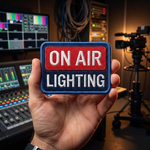 On Air Lighting Embroidered Patch Iron On Sew Badge Studio TV Jacket Backpack Decor