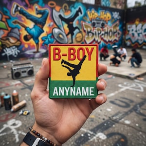 Custom Name Embroidered Patch B-Boy Breakdance Silhouette Iron On Personalized Hip Hop Badge