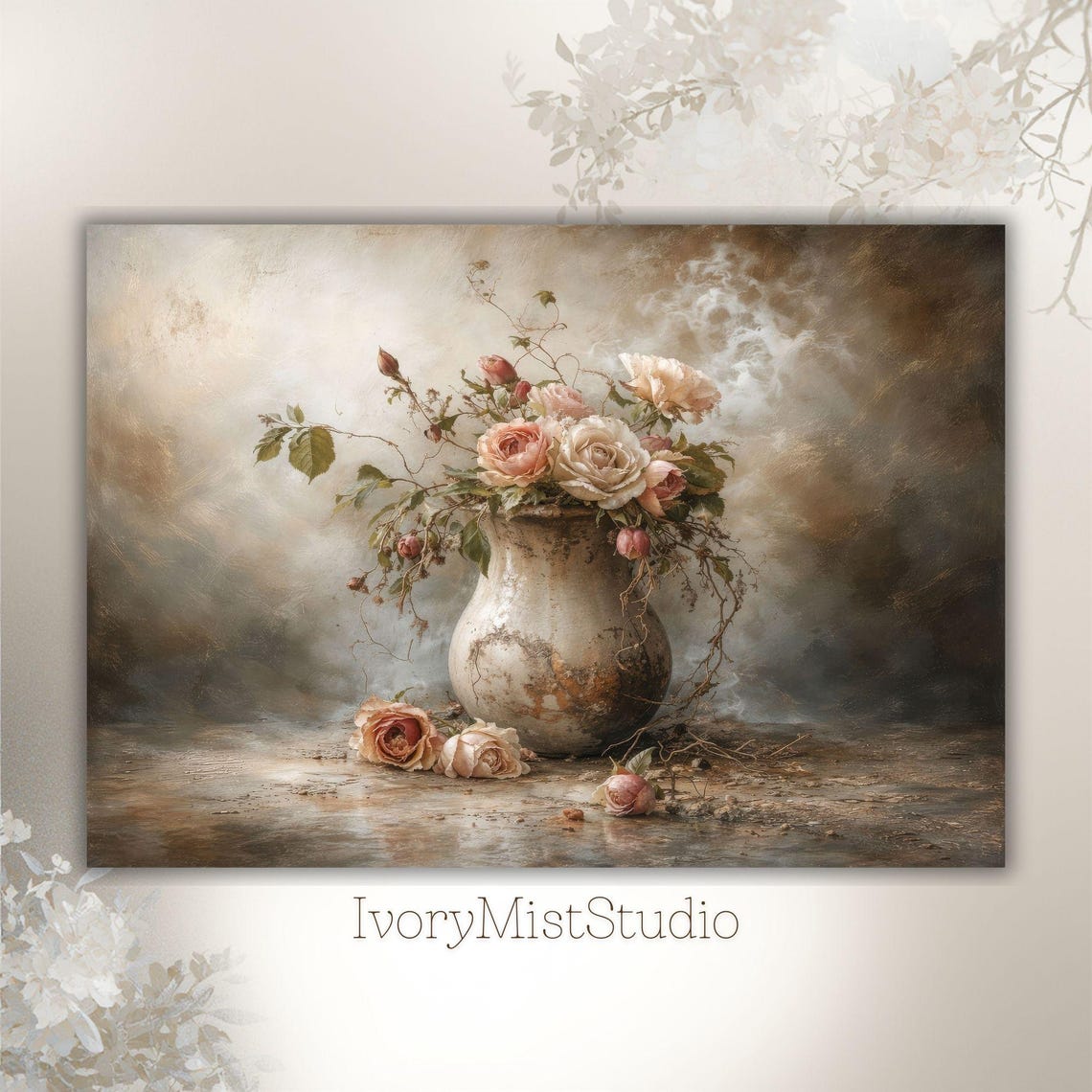 Moody Floral Still Life Print, Vintage Wall Art, Romantic Bouquet ...