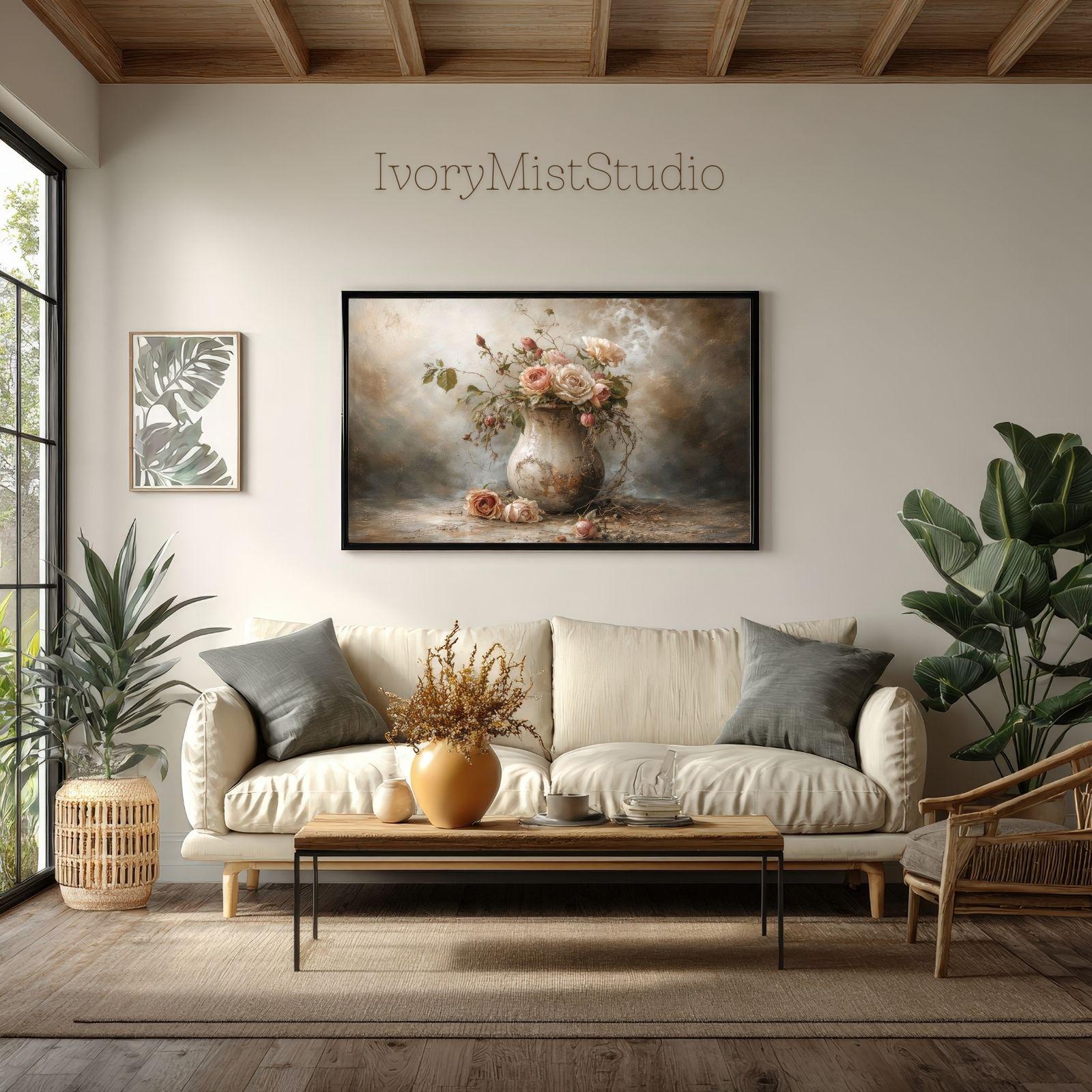 Moody Floral Still Life Print, Vintage Wall Art, Romantic Bouquet ...