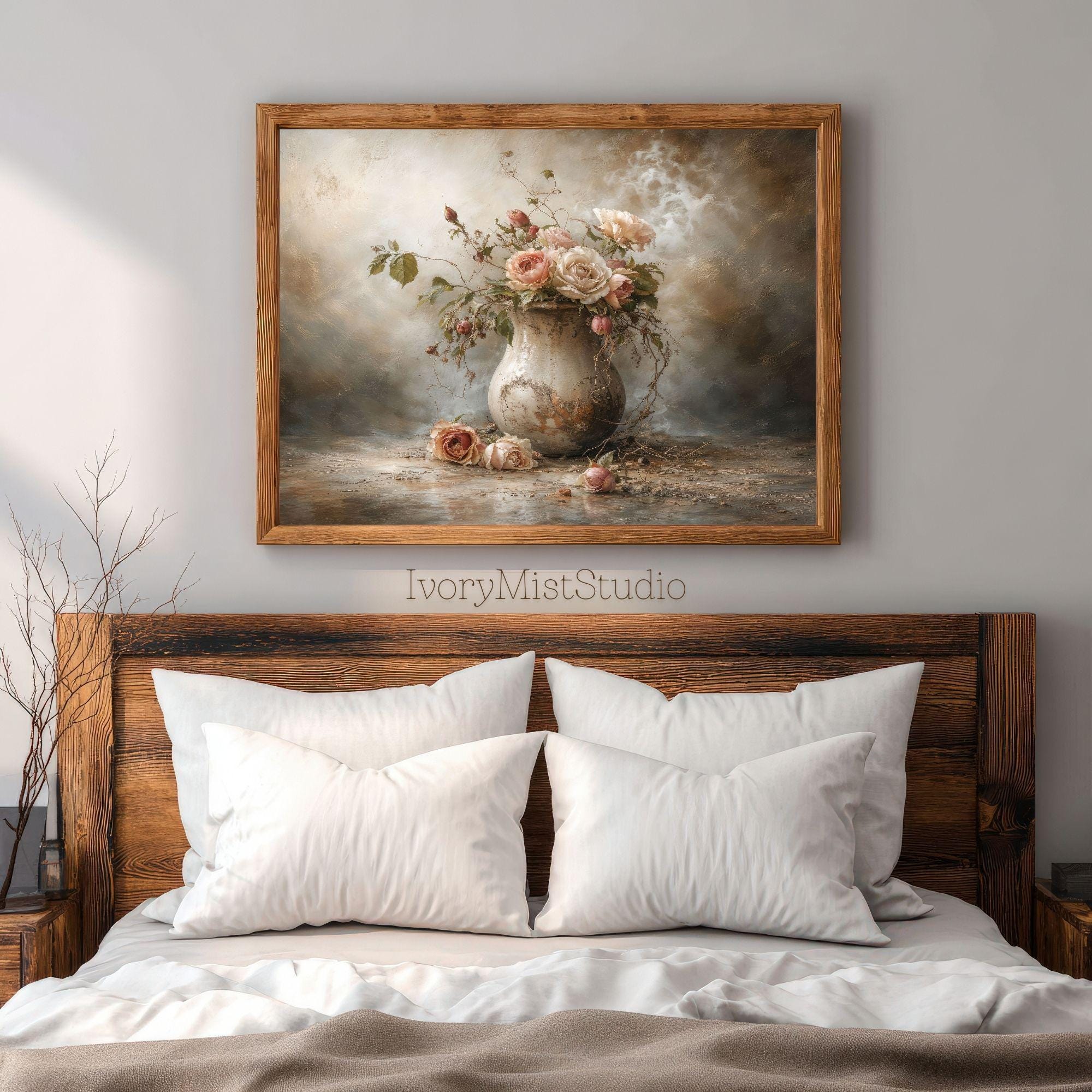 Moody Floral Still Life Print, Vintage Wall Art, Romantic Bouquet ...