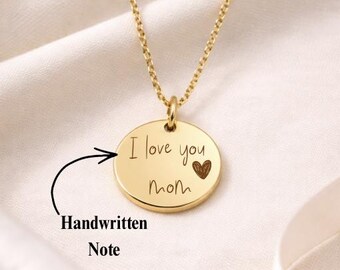 Custom Handwriting Necklace | Engraved Handwritten Jewelry | Personalized Message  | Actual Handwriting Gift | Memorial Keepsake Necklace