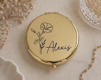 Engraved Pocket Mirror | Custom Gift for Bridesmaids, Weddings, Birthdays Personalized Compact Mirror for Bridesmaids Engraved Makeup Mirror