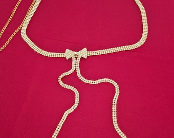 Fashionable and elegant Rhinestone Bow Waist Chain for dresses and indian costumes.