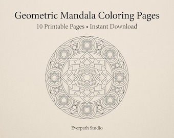 Disegni da colorare con mandala geometrici – 10 modelli stampabili (download digitale)