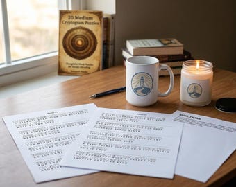 Cryptogram Puzzles, 20 Medium Printable Word Games with Answer Key