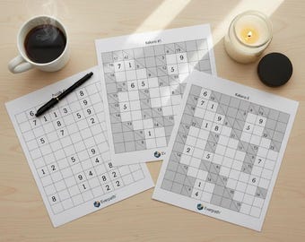 Logic Puzzle Book, 30 Easy Printable Sudoku, Kakuro And Nurikabe Brain Games
