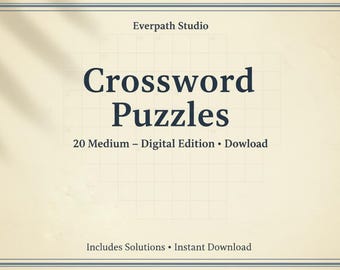 Cruciverba di livello medio – Pacchetto da 20, giochi per la mente, vocabolario (download digitale)