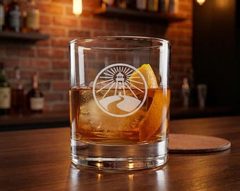 Lighthouse Engraving Whiskey Glass | 10.5oz
