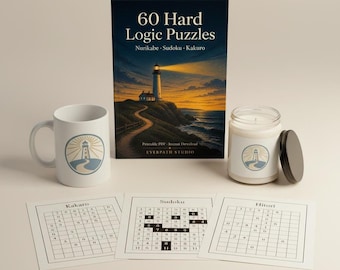 Logic Puzzles | 60 Hard Printable Sudoku Kakuro Nurikabe Brain Games