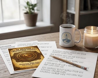 Cryptogram Puzzles, Medium Printable Word Games Pack of 10