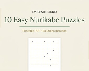 10 Easy Nurikabe Logic Puzzles | Printable Brain Teaser Pack (PDF Download)