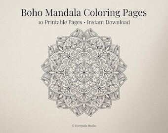 Boho Mandala Coloring Pages – 10 Intricate Designs (PDF Download)
