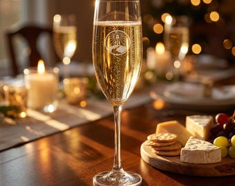 Lighthouse Engraving Champagne Glass