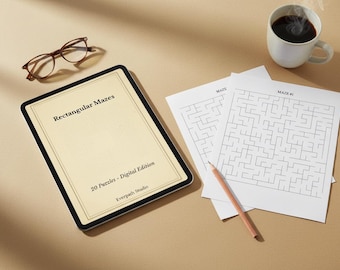 Labirinto rettangolare stampabile 20 puzzle con soluzioni Labirinto puzzle PDF Download immediato Rompicapo