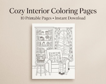 Cozy Interior Coloring Pages – 10 Relaxing Home Scenes (PDF Download)