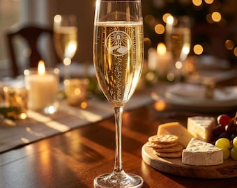 Lighthouse Engraving Champagne Glass