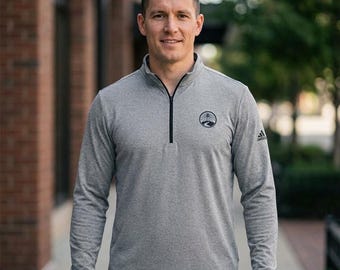 Quarter Zip Top, Recycled Fabric with Embroidered Logo and UPF 50+