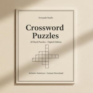 Hard Crossword Puzzles | 20 Challenging Brain Teasers (Digital Download)