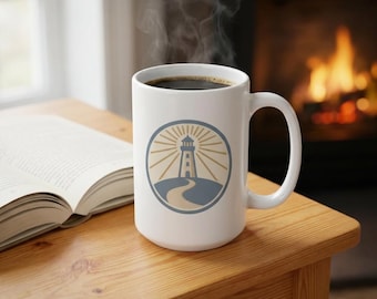 Everpath Lighthouse Logo Mug | Coastal Nautical Ceramic Coffee Mug