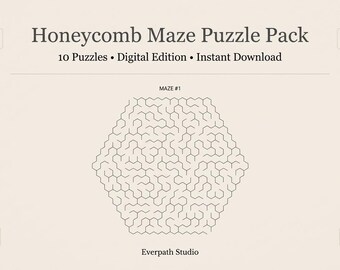 Honeycomb Maze Puzzles – Hexagonal Brain Games Pack (10 Puzzles, Digital Download)