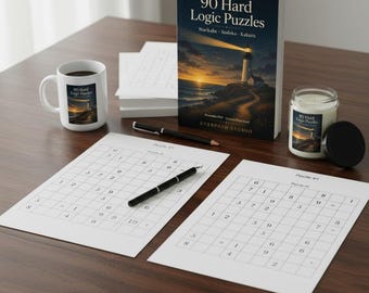 Logic Puzzles | 90 Hard Sudoku, Kakuro And Nurikabe Printable Pack
