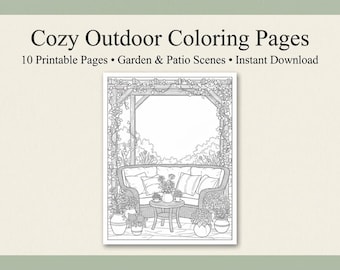 Cozy Outdoor Coloring Pages | Garden, Patio Scenes (PDF Download)