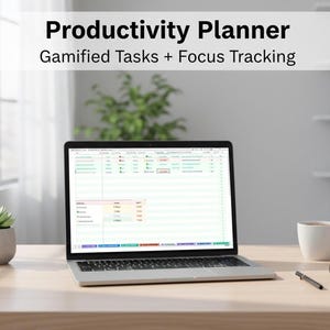 ADHD Planner | Gamified Task Tracker with Focus Sessions, Excel Spreadsheet