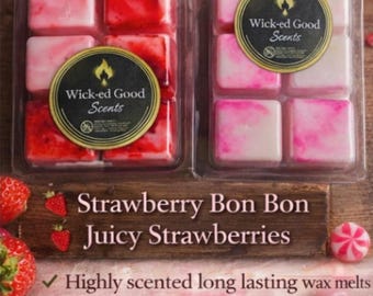 Pastillas de cera de lujo con aroma a fresa y jugosas fresas.