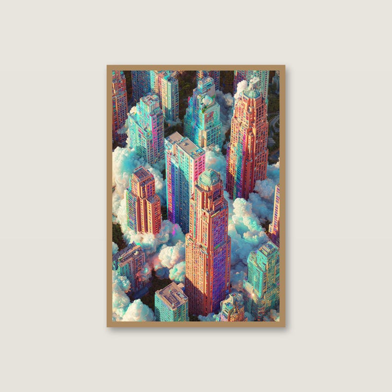 Retro-futuristische stadsgezichten | Synthwave neonkunst aan de muur (digitale download) afbeelding 7