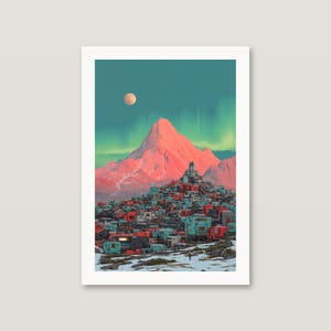 Ensemble d'affiches murales rétro-futuristes | Montagne, astronaute, oiseau mécanique (Téléchargement numérique) image 5