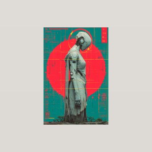 Lámina de estatua retrofuturista / Arte mural synthwave neón cyberpunk (descarga digital) imagen 3