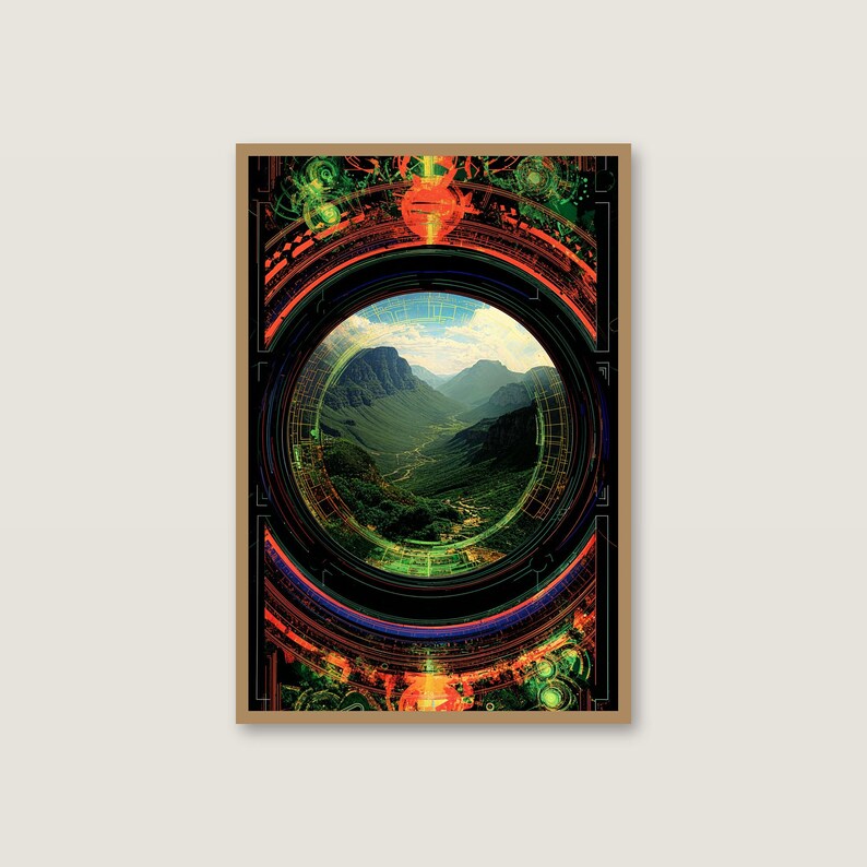 Surrealistiska konsttryck med haj, portal och maneter | Drömsk kustgalleriset (digital nedladdning) bild 7