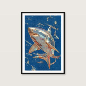 Surrealistiska konsttryck med haj, portal och maneter | Drömsk kustgalleriset (digital nedladdning) bild 2