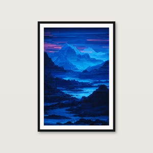 Surrealistische muurdecoratieset | Neonbos, Boho-portret, Glitch-bergen (digitale download) afbeelding 2