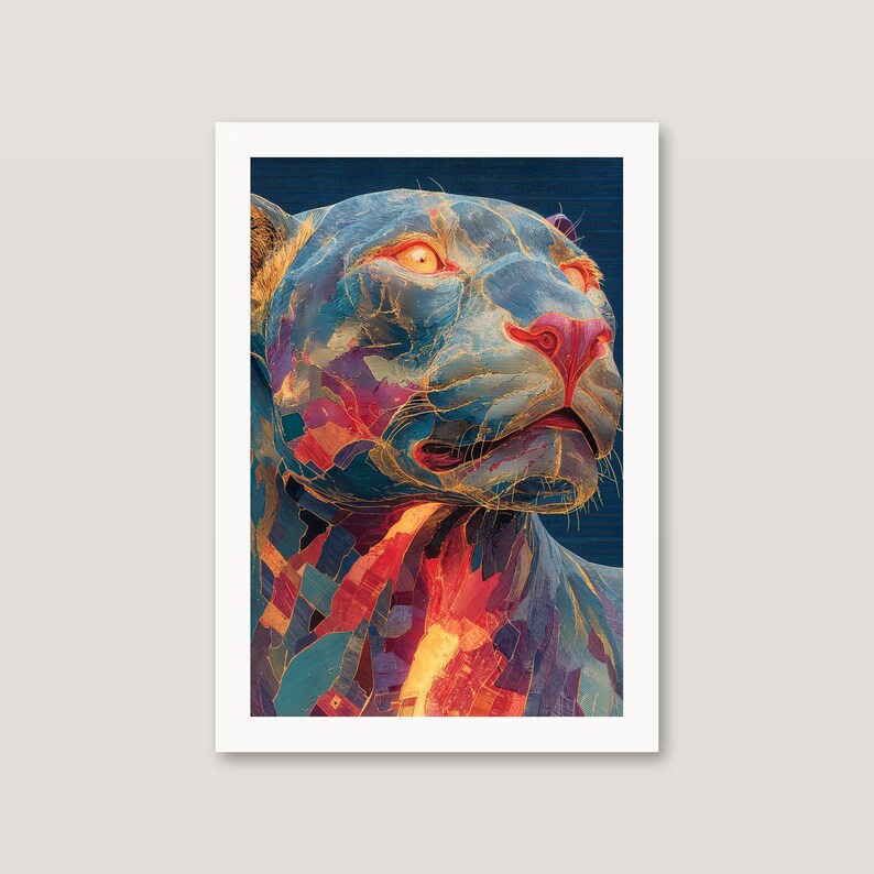 Maximalist Collage Wall Art Set | Panther, Punk Portrait, Neon Botanical Posters (Digital Download) image 9