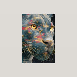 Glitch Panther Kunstdruck | Psychedelisches Großkatzen-Mosaikposter (Digitaler Download) Bild 3