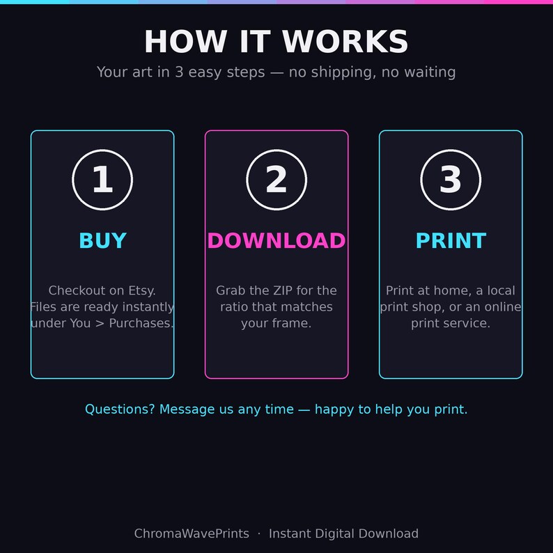 Pink Neon Wave Art Print | Japanese Ocean Poster (Digital Download) image 6