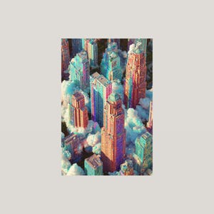 Retro-futuristische stadsgezichten | Synthwave neonkunst aan de muur (digitale download) afbeelding 8