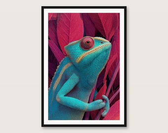 Póster mural de rana psicodélica / Póster pop maximalista llamativo (descarga digital)